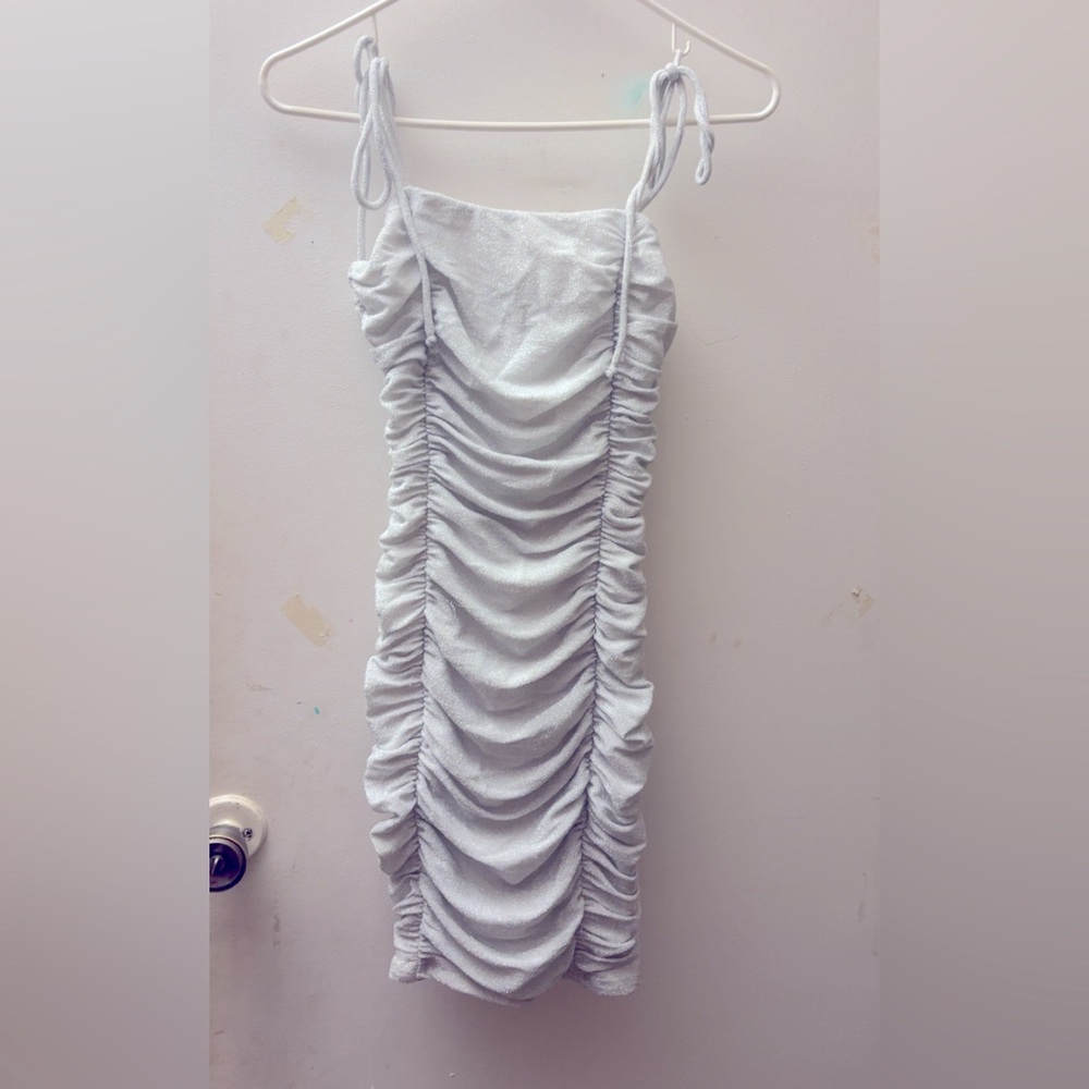 Jump White Ruched Mini Dress